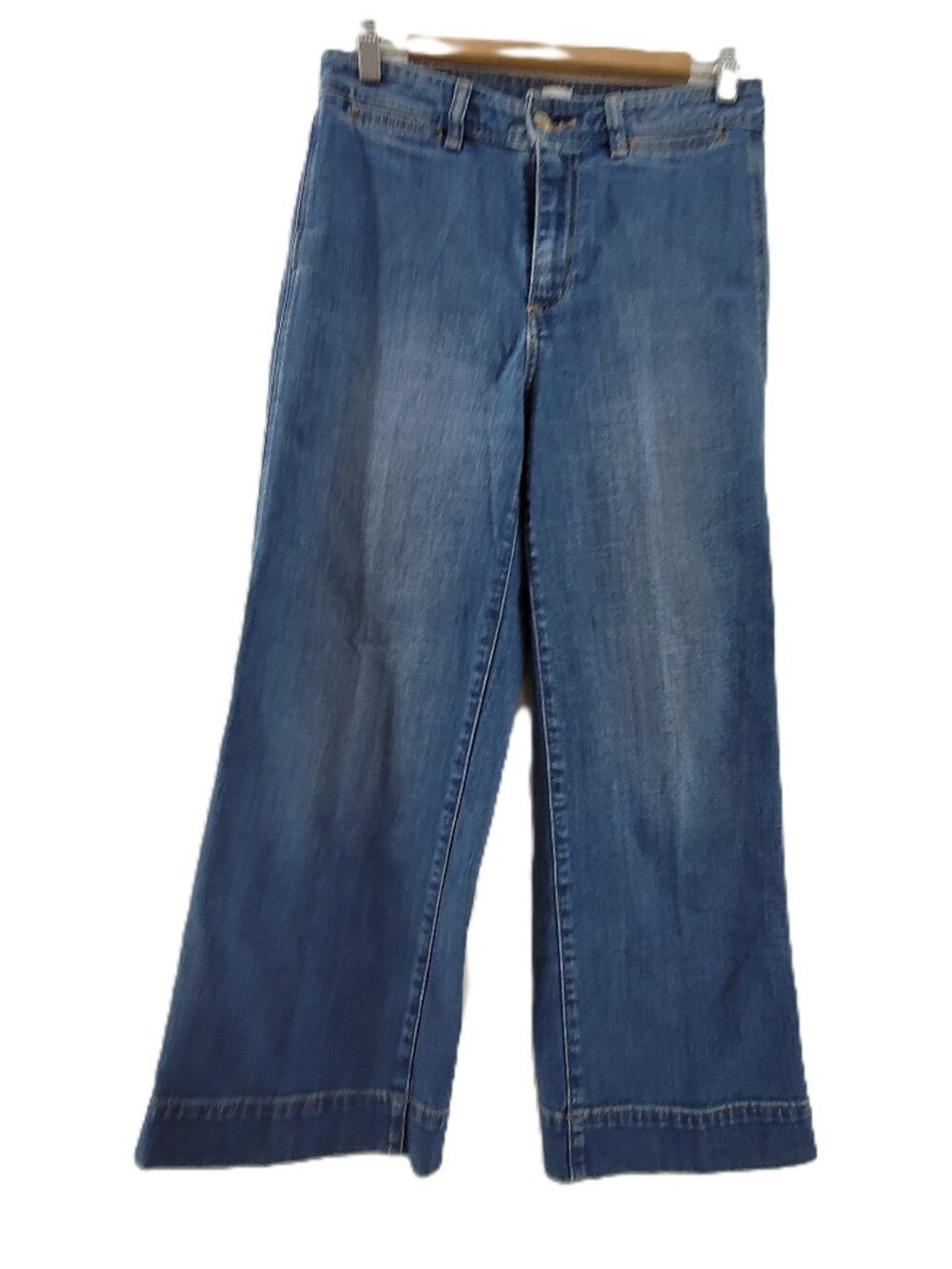 GAP Jeans Womens 4/27 Blue Stretch Denim High Rise Wide Leg Crop fits 29x26